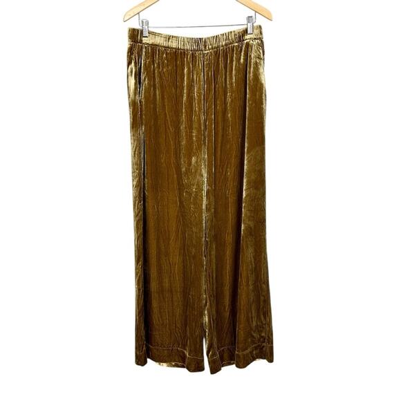 NWT Faherty Stretch Silk Velvet Genevieve Pants Green Size Large - Picture 5 of 11